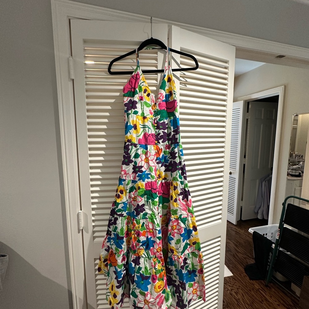 Vibrant Floral Halter Maxi Dress